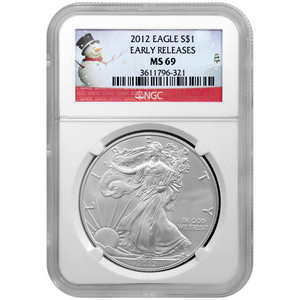 2012 Silver American Eagle MS69 ER NGC Snowman Label