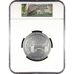 2011 P America The Beautiful Silver 5oz Chickasaw SP69 ER NGC