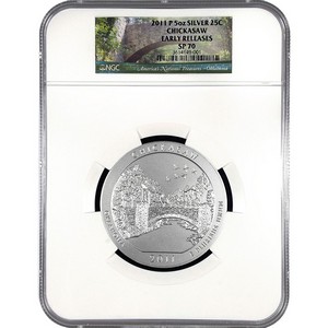 2011 P America The Beautiful Silver 5oz Chickasaw SP70 ER NGC