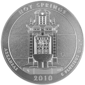 2010 P America The Beautiful Silver Hot Springs 5oz Vapor Blasted UNC
