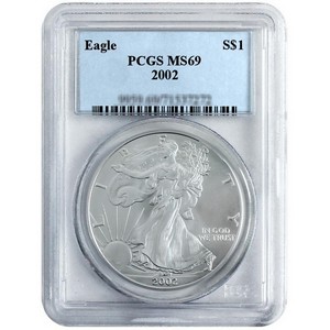 2002 Silver American Eagle MS69 PCGS