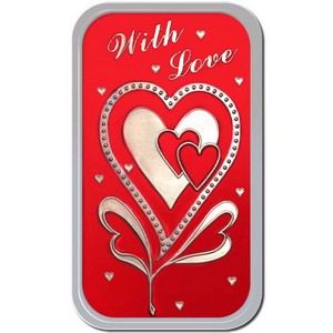 With Love 1oz .999 Silver Bar Enameled