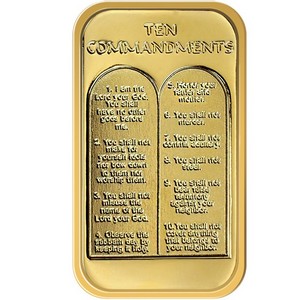 Ten Commandments 1oz .999 Silver Bar Gold Plated