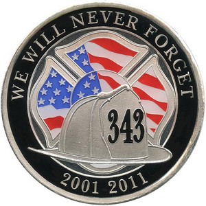 We Will Never Forget 911 1oz .999 Silver Medallion Enameled