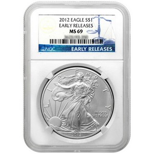 2012 Silver American Eagle MS69 ER NGC