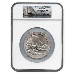 2010 P America The Beautiful Silver 5oz Yosemite SP70 ER NGC
