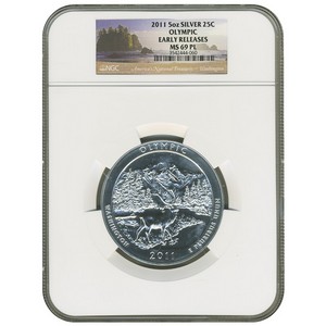 2011 America The Beautiful Silver 5oz Olympic MS69 PL ER NGC
