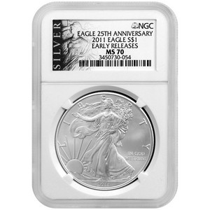 2011 Silver American Eagle MS70 ER NGC ALS Label