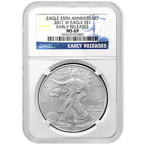 2011 W Silver American Eagle MS69 Burnished ER NGC