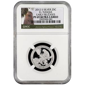 2012 S America The Beautiful Silver Quarter El Yunque PF69 UC ER NGC