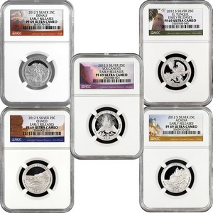 2012 S America The Beautiful Silver Quarters PF69 UC ER NGC 5 Coin Set