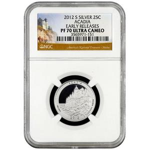 2012 S America The Beautiful Silver Quarter Acadia PF70 UC ER NGC