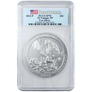 2012 P America The Beautiful Silver 5oz El Yunque SP70 FS PCGS