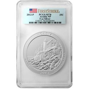 2012 P America The Beautiful Silver 5oz Acadia SP70 FS PCGS