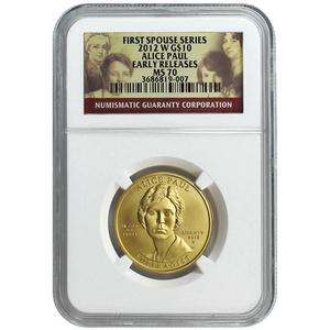 2012 W Alice Paul Half Ounce Gold Coin MS70 ER NGC