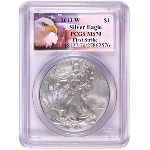 2013 W Silver American Eagle MS70 Burnished FS PCGS Eagle Label