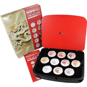 2012 P Australia Silver Year of the Dragon 10pc Lunar Series II 1oz Coin Set
