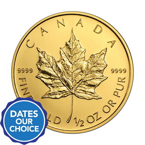 Canadian Gold Maple Leaf Half Ounce Our Choice Year