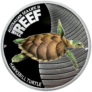 2011 P Australia Silver The Reef Hawksbill Turtle Half Ounce Color PF