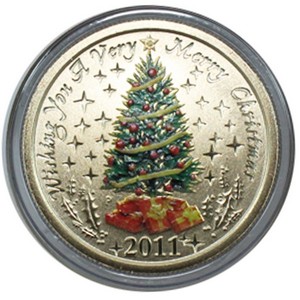 2011 P Australia Christmas Tree Stamp and Aluminum Bronze Coin