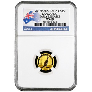 2012 P Australia Gold Kangaroo Tenth Ounce MS69 ER NGC Country Label