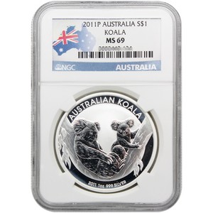 2011 P Australia Silver Koala 1oz MS69 NGC Country Label