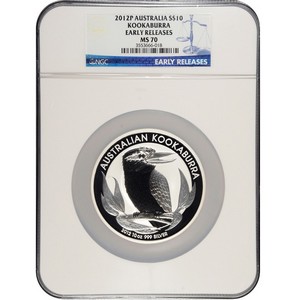 2012 P Australia Silver Kookaburra 10oz MS70 ER NGC