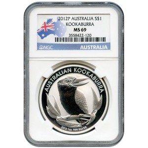 2012 P Australia Silver Kookaburra 1oz MS69 NGC Country Label