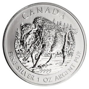 2013 Canada Silver Wood Bison 1oz BU