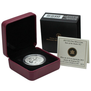 2013 Canada Silver Year of the Snake $10 Coin in OGP