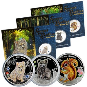 2013 P Australia Silver Forest Babies Half Ounce 3 Coin Colorized Set