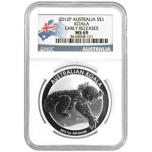 2012 P Australia Silver Koala 1oz MS69 ER NGC Country Label