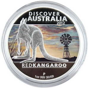 2012 P Australia Silver Discover Australia Red Kangaroo 1oz Proof