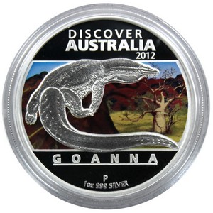 2012 P Australia Silver Discover Australia Goanna 1oz Proof