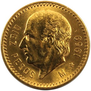 Mexico Gold 10 Pesos Dates Our Choice UNC