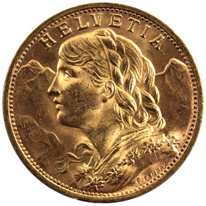Switzerland Helvetia Vreneli Gold 20 Franc Date Our Choice UNC