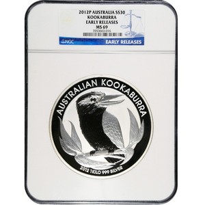 2012 P Australia Silver Kookaburra 1kilo MS69 ER NGC