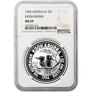 1994 P Australia Silver Kookaburra 1oz MS69 NGC Country Label