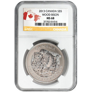 2013 Canada Silver Wood Bison 1oz MS68 NGC Country Label