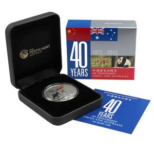 2012 P Australia China 40 Years Friendship 1oz Silver Proof Coin
