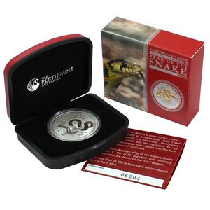 2013 P Australia Silver Year of the Snake 1oz Gilded