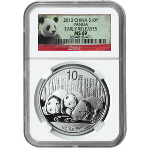 2013 China Silver Panda 1oz MS69 ER NGC Panda Label