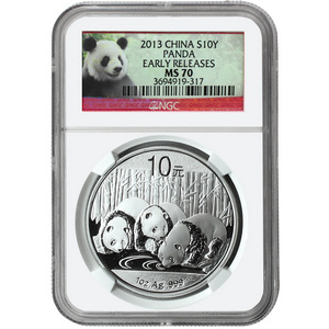 2013 China Silver Panda 1oz MS70 ER NGC Panda Label