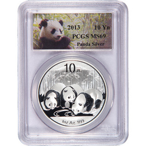 2013 China Silver Panda 1oz MS69 PCGS Panda Label