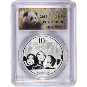 2013 China Silver Panda 1oz MS70 PCGS Panda Label