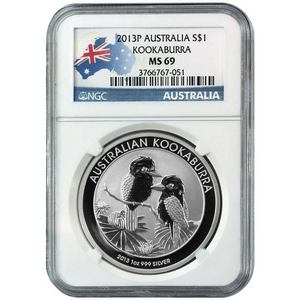 2013 P Australia Silver Kookaburra 1oz MS69 NGC Country Label