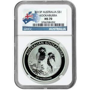 2013 P Australia Silver Kookaburra 1oz MS70 NGC Country Label