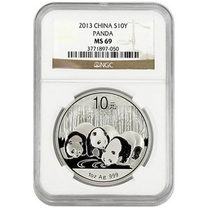 2013 China Silver Panda 1oz MS69 NGC Brown Label