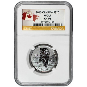 2013 Canada Silver Wolf Quarter Ounce SP69 NGC Country Label