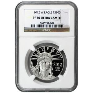 2012 W Platinum American Eagle 1 oz PF70 UC NGC Brown Label